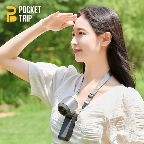 [포켓트립] 아이스 핸즈프리 쿨링팬 휴대용 손 선풍기 BLDC 급속 냉각 넥밴드
