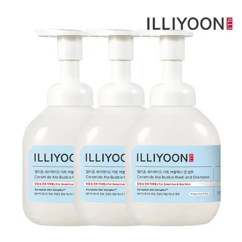 일리윤 세라마이드 아토 버블 워시 앤 샴푸 400ml 3입