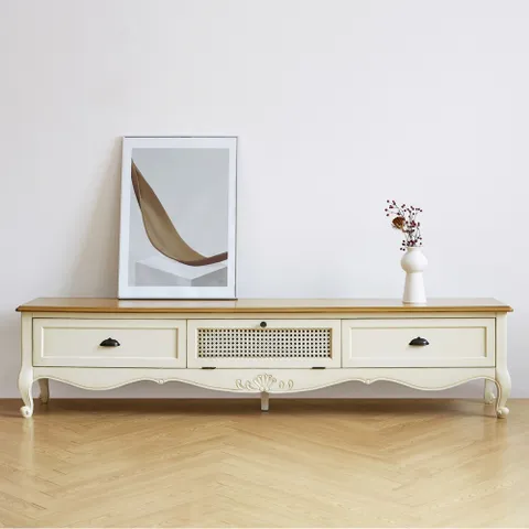 [비밀혜택가] 유캐슬 루앙 엔틱 아이보리 티비 TV 거실장 2000