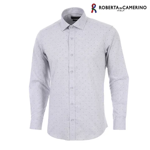[하프클럽/로베르타 디 까메리노]TC 스판 프린트 슬림핏 그레이 긴소매 셔츠 RM3-452