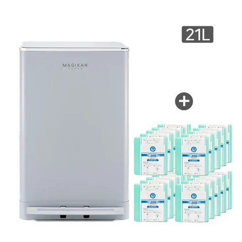 매직캔 휴지통 쓰레기통 크롬히포 21L 그레이 (추가 리필 20롤)