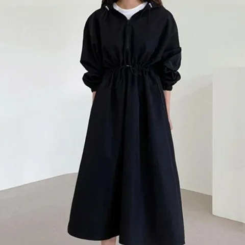 원피스 OPS 홈웨어 여성 데일리 후드 롱 스트랩 아노락