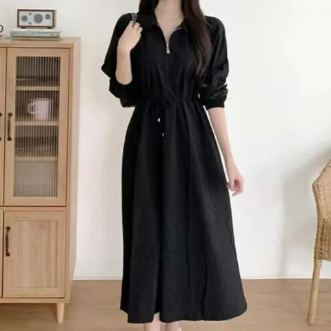 원피스 OPS 홈웨어 여성 데일리 집업 롱 캐주얼 카라 여자