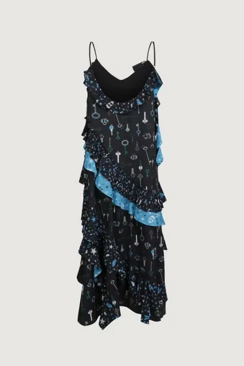 [현대백화점] [럭키슈에뜨] 프릴 컬러 키프린트 슬립 원피스 LFDAW24800BKX 