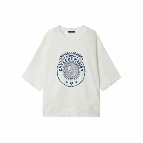 [하프클럽/나인식스뉴욕]프린팅 라운드 7부 오버핏 티셔츠 (NQ1LW003L0)