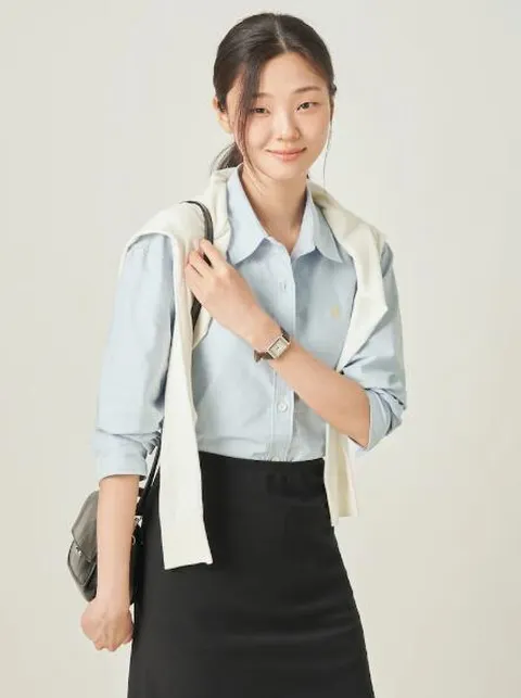 [현대백화점] [빈폴레이디스](BF5864C02Q) 옥스포드 오버핏 셔츠 - 스카이블루 +할인쿠폰