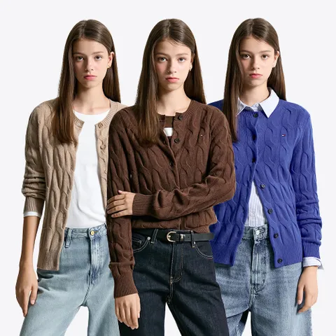 [타미힐피거] 소프트 울 케이블 크루넥 가디건 6종 택1 (T22F7KCD080WT2)