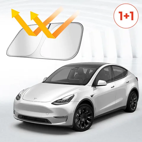 [1+1] 원터치 차량용 햇빛가리개 자동차 앞유리 썬바이저(+보관파우치) 총 2개입