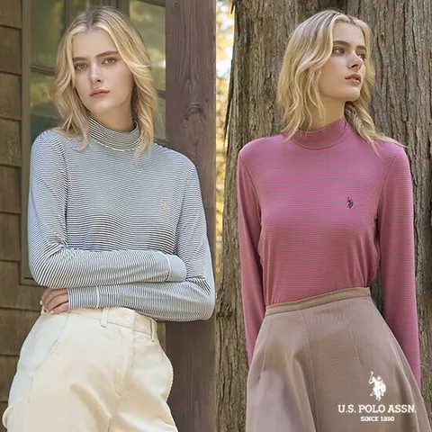 [U.S. POLO ASSN.]  USPA 여성 웜 기모 하프넥 티셔츠 +할인쿠폰