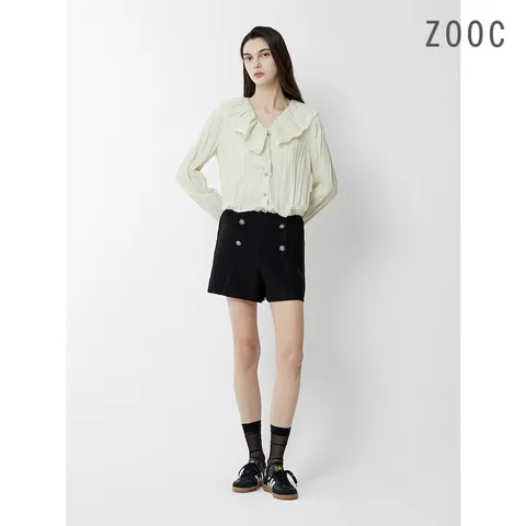 [ZOOC] 드로우 스트링 프릴 블라우스 YG_Z241MSC003 +할인쿠폰