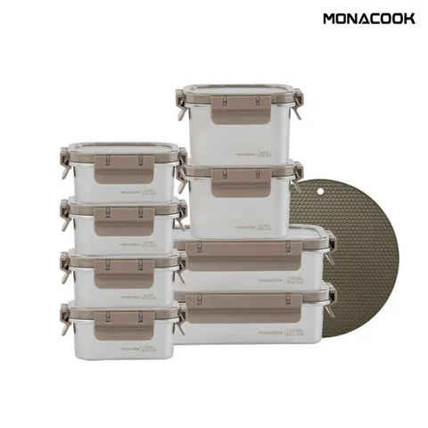 [모나쿡] 스텐용기 데일리 세트(400mlX4+650mlX2+1000mlX2+실리콘패드)