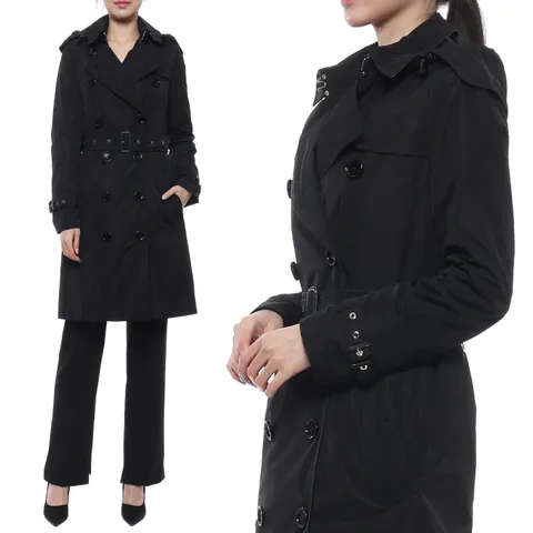 [버버리] 22SS 여성 켄싱턴 태피터 트렌치코트 (8033520_BLACK_22S)