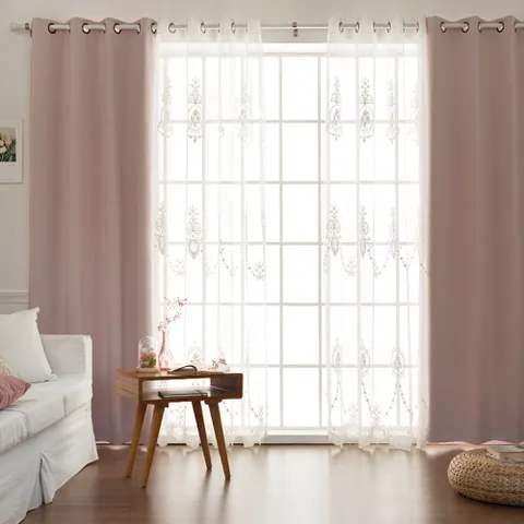 디망쉬 암막+플라워팟 레이스 거실커튼4장