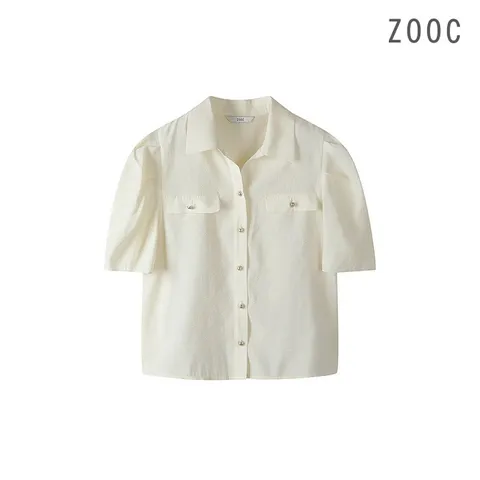 [ZOOC] 셔링소매 카라넥 블라우스 LY_V232PSC942