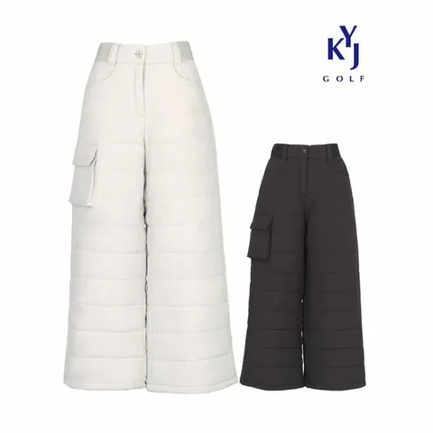 [하프클럽/김영주골프]겨울 퀄팅 방한 포켓 멋스러운 와이드 패딩 여성 골프 바지 DOWLP