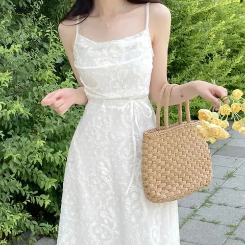 원피스 OPS 홈웨어 휴가룩 어깨끈조절 레이스 나시 UJS062 +할인쿠폰