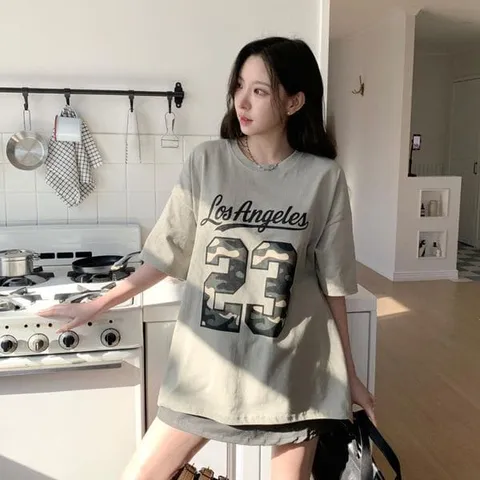 [하프클럽/옷자락]여자 오버핏 반팔티 데일리 스트릿 그래픽 티셔츠