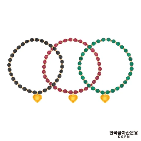 [ ★24K 주얼리   24K 찬스★][5만원 SALE] [한국금자산운용] 24K 컷팅하트 천연석 팔찌+ (방송) 로마뱅글팔찌