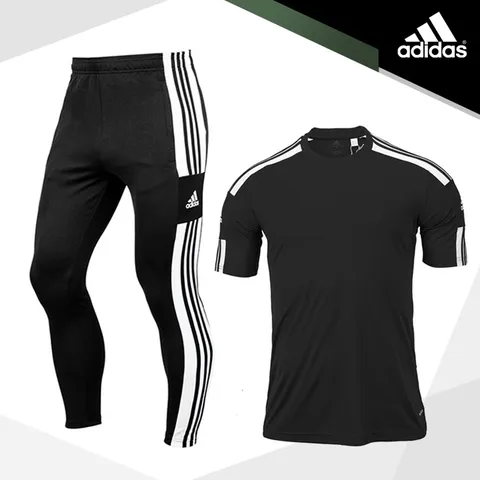 아디다스 트레이닝 21 반팔 긴바지 세트(블랙 한 벌)