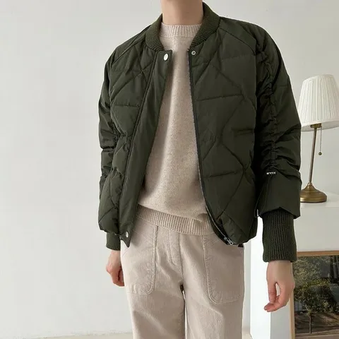 [하프클럽/옷자락]여자 패딩야상 봄버 스트링 시토퍼 슬림 오리털 점퍼