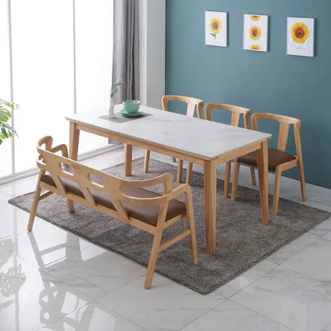 [스코나]애드나 통세라믹 6인 식탁 세트1(벤치형)