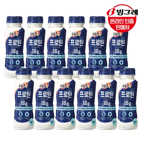 [빙그레]요플레 프로틴 드링크 210ml 12개 /플레인/딸기바나나