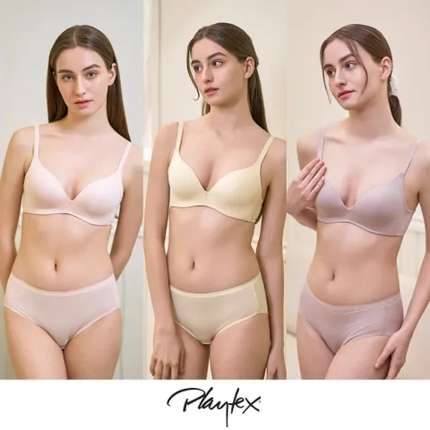 플레이텍스 노와이어 시크릿 브라팬티 6종 피치+버터옐로우+샌드베이지