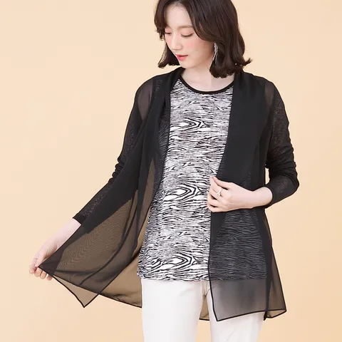 애비뉴투지 엄마옷 드레이프 쉬폰 시스루 여성 여름 가디건 J05110 50대 60대 중년여성 +할인쿠폰