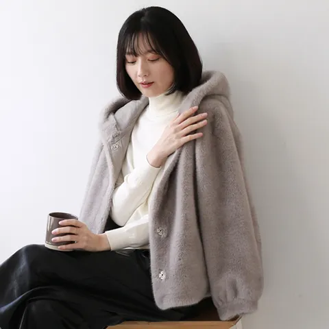 [웬디즈갤러리]애니언 후드 밍크퍼 코트 / 여성 페이크퍼 자켓 겨울 코트 LCT103 +할인쿠폰