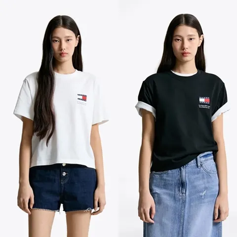 [현대백화점] [타미진] 화이트 블랙 택1 여성 캐쥬얼 크롭 박시 그래픽 반팔 티셔츠 T32F1TTO14TWT1 +할인쿠폰