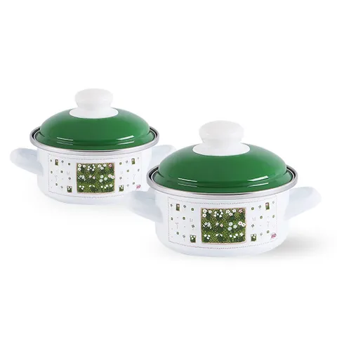 ELO 글뤽스블룸 IH 법랑 냄비 양수16  20 2종세트