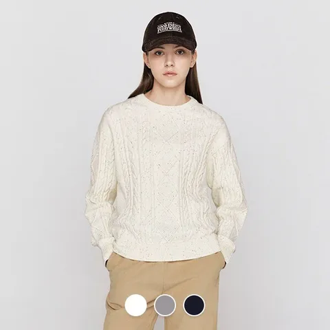 [현대백화점] 지오다노 355918 여자 겨울 넵사 케이블 꽈배기 크루넥 긴팔 니트 스웨터 05355918 +할인쿠폰