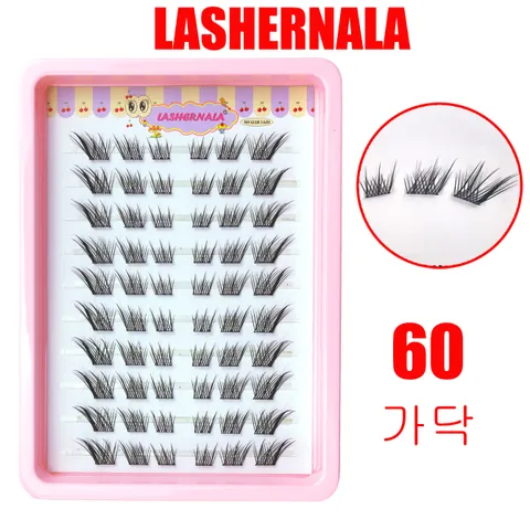 Lashernala 속눈썹나라 60가닥 속눈썹연장 노글루속눈썹 눈썹연장 가닥속눈썹 고양이 아이 여우 아이