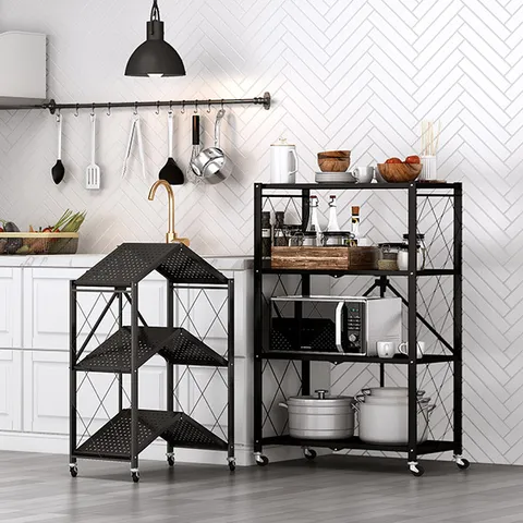 [유씨엠] 버니 원터치폴딩 철제 이동식 4단 접이식선반