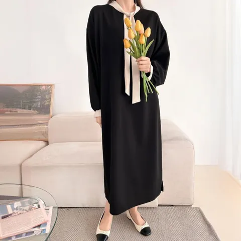 아트박스/신상오픈런 돌잔치 연주회 투톤 배색 리본타이 긴팔원피스 +할인쿠폰