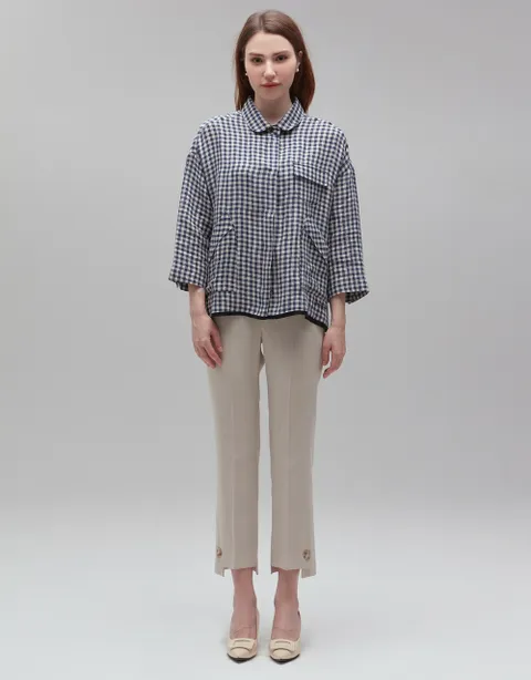 [현대백화점] [손정완] 린넨 체크 재킷 ZDJ3232041