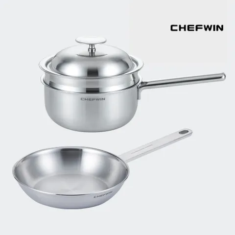 쉐프윈 316STS 통5중 올인원세트(올인원 스텐뚜껑 + 316 20cm 후라이팬)
