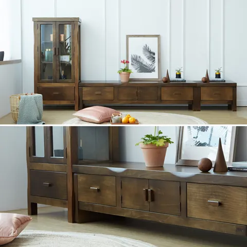 해찬솔 통원목 전통거실장_1800본장+1단장+장식장/원목거실장/원목장식장/TV장식장/국내제작/주문제작가능 +할인쿠폰