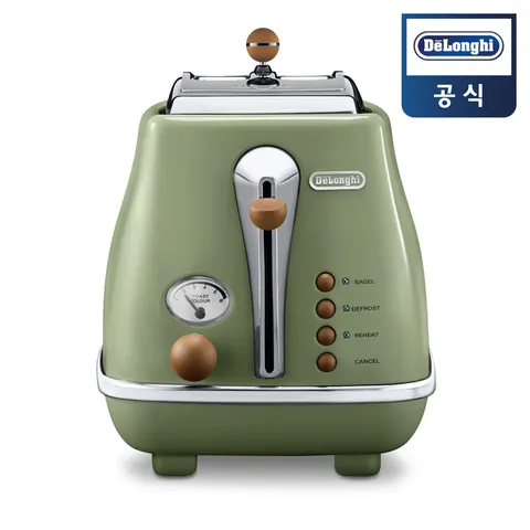 [현대백화점] 드롱기 아이코나 빈티지 전기 토스터 올리브그린 CTOV2003.GR