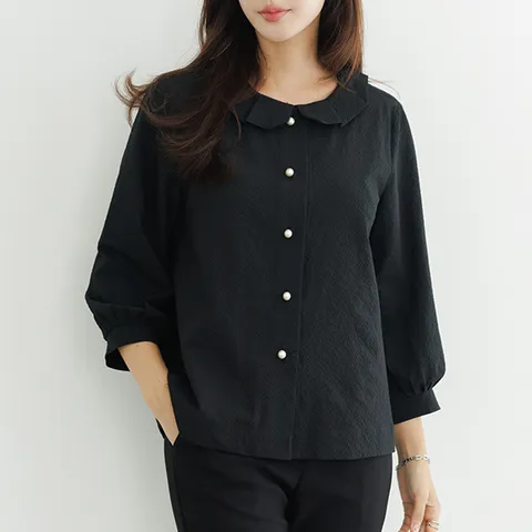 (∼88size)[THE BLACK] 카라진주오픈블라우스[가을VER] TBE4008_DO