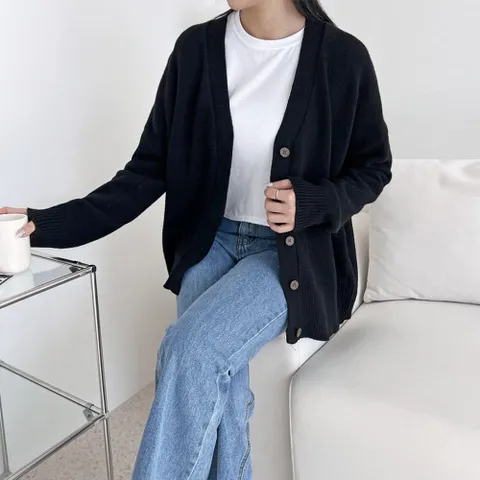 가디건 카디건 CD CAT 1072 여자 오버핏 데일리 브이