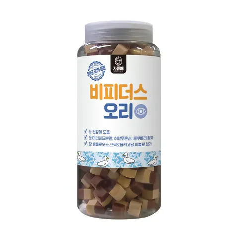 자연애 강아지 간식 눈물+장 오리 500g
