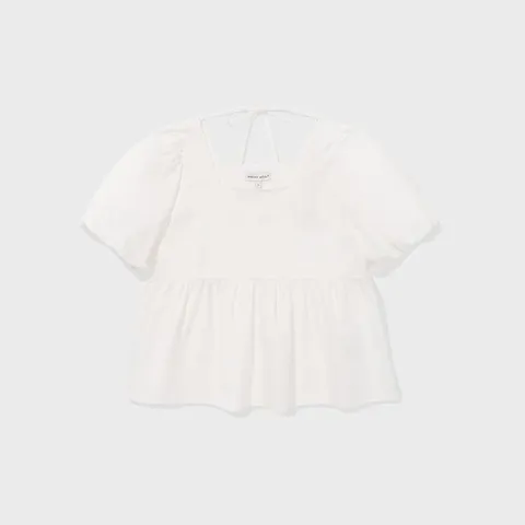 와키윌리 우먼스 스퀘어넥 코튼 블라우스 화이트 WA2602SS65WH +할인쿠폰