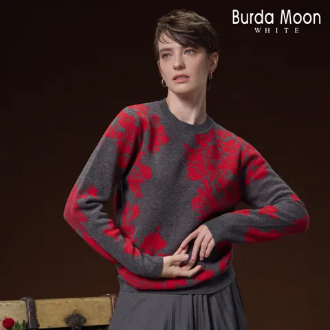 [Burda Moon]부르다문화이트 메리노울100 자카드 니트 +무이자3개월