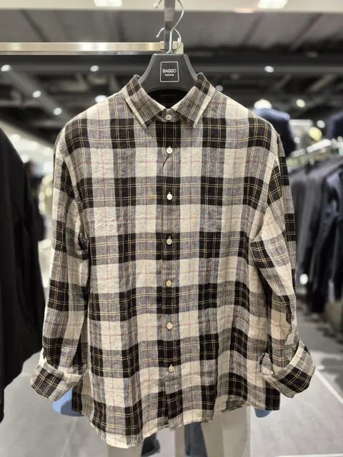 [현대백화점] [바쏘옴므] 25SS 린넨100% 타탄체크 긴팔 셔츠 남방 WSZ1TT28A
