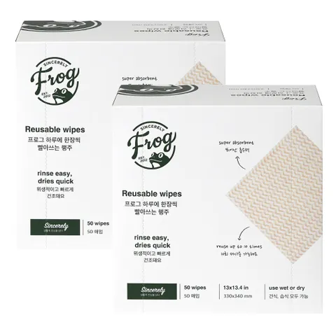 프로그 하루에 한장씩 빨아쓰는 행주 50개입 X 2개 (총 100매)
