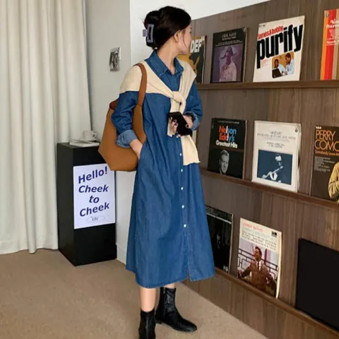 원피스 OPS 드레스 홈웨어 간절기 외출 패션 데일리 롱 셔츠 아우터 여성 +할인쿠폰