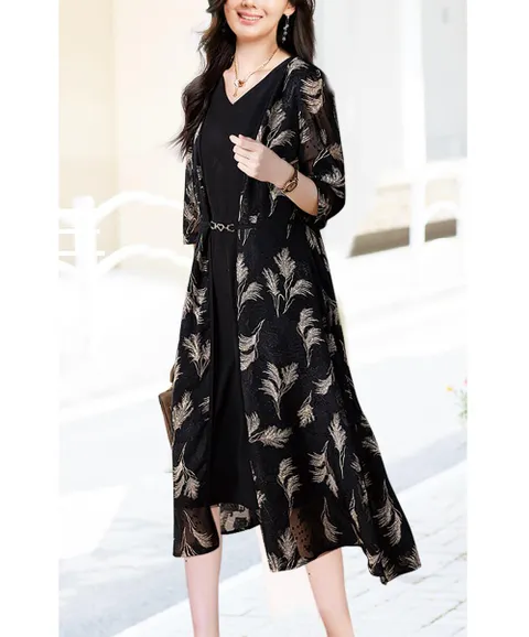 [알트베니] 자카드쉬폰레이어원피스