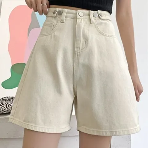 여성 하이웨이스트 골드버튼 폴딩 클래식 숏팬츠