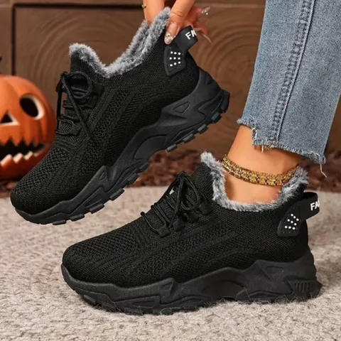 여자 망사 포근한 트렌디 보온안감 스웨터 스니커즈 +할인쿠폰